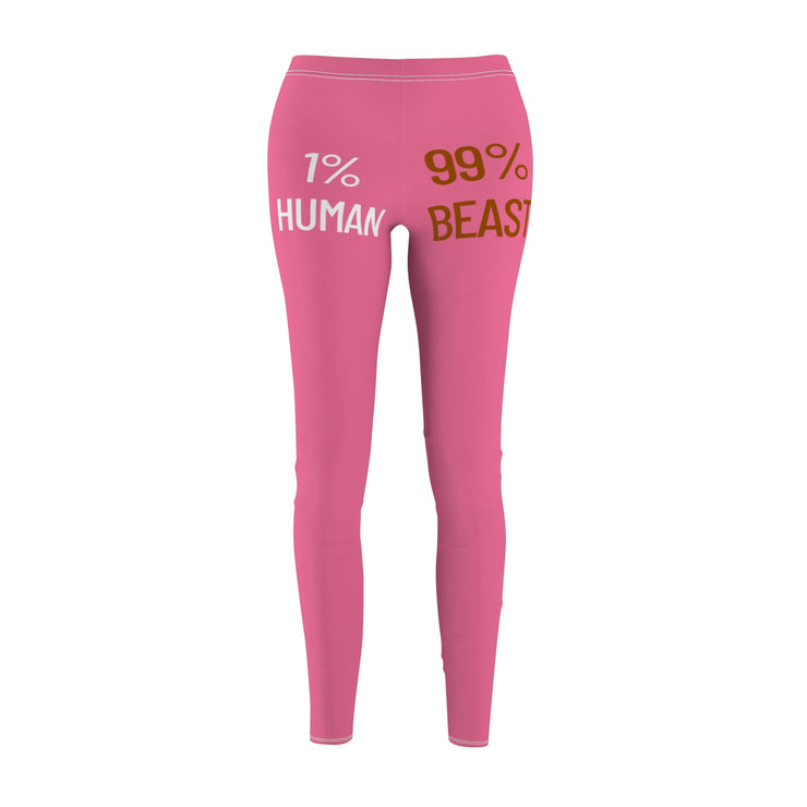 Fun & Fierce Women's Leggings - 1% Human 99% Beast, Casual Wear, Workout Gear, Fitness Fashion, Lounge Pants, Gift Idea