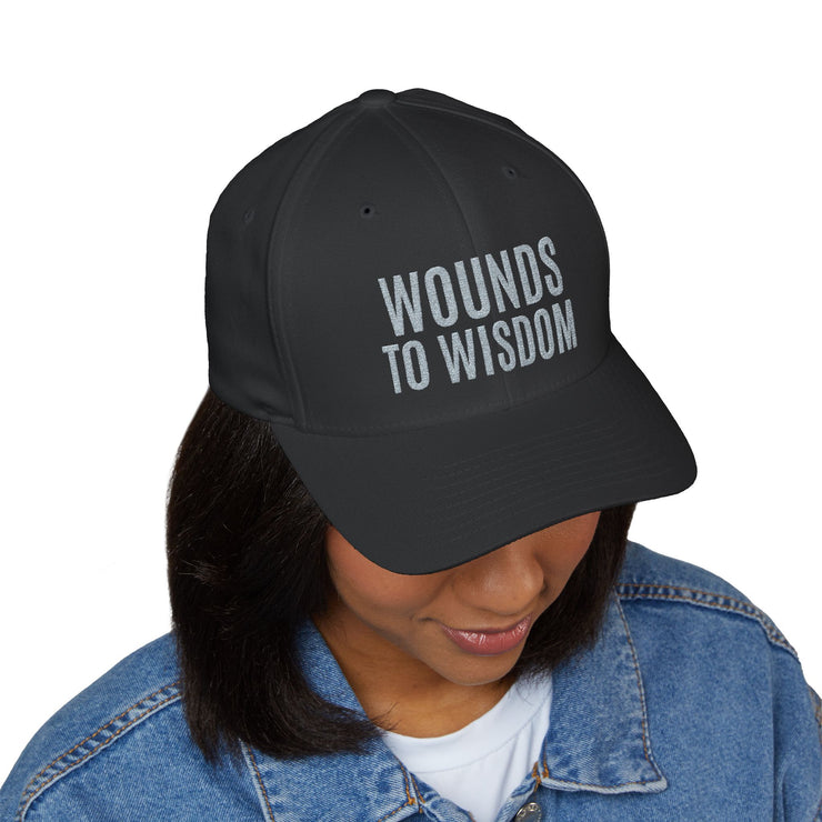 Inspirational Embroidered Cap, Wounds to Wisdom Hat, Gift for Self-Improvement, Motivational Accessories, Inspiring Headwear