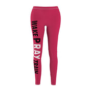 Womens Motivational Leggings - Wake Pray Train, Fitness Apparel, Casual Athleisure, Travel Pants, Yoga Wear