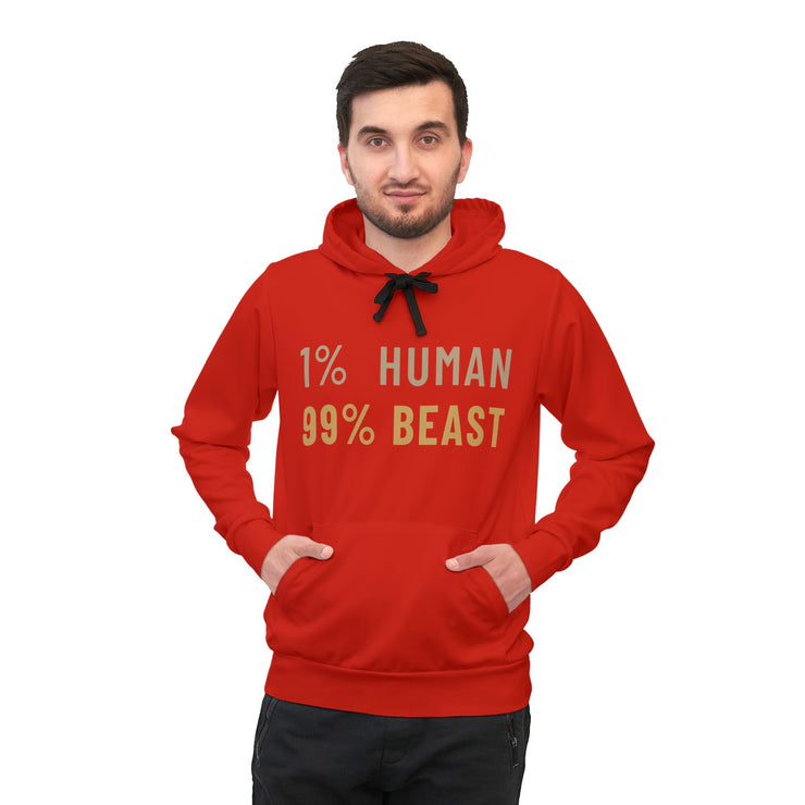 1% Human 99% Beast Athletic Hoodie - Motivational Gym Wear, Fitness Apparel, Workout Hoodie, Gift for Athletes, Unisex Hoodie