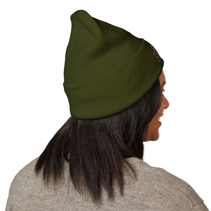 Earth Strong Embroidered Classic Cuffed Beanie, Winter Hat, Gift for Her, Warm Beanie, Cozy Accessory, Fashion Statement