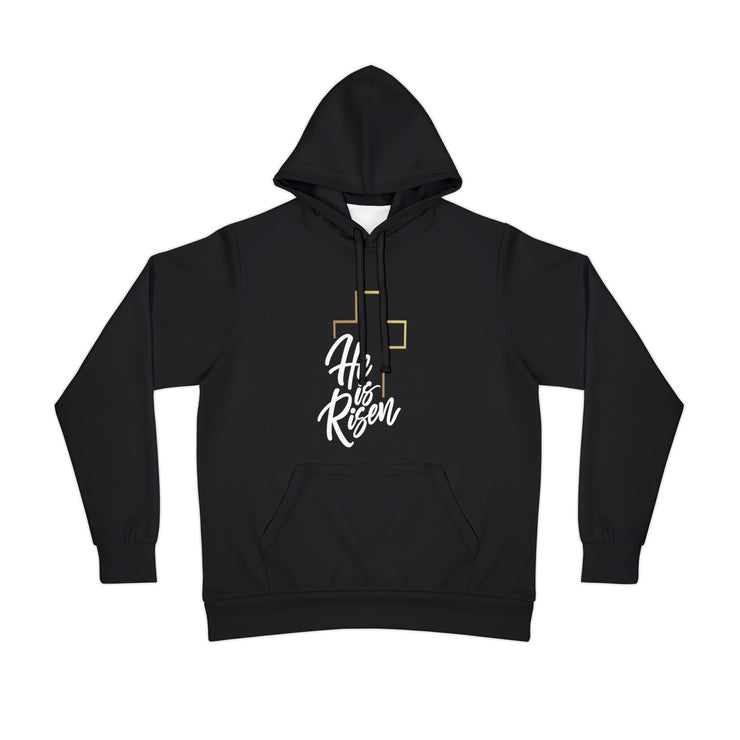 Athletic Hoodie featuring 'He is Risen' design, Religious Gift, Casual Wear, Workout Apparel, Easter Celebration, Faith-Inspired Clothing