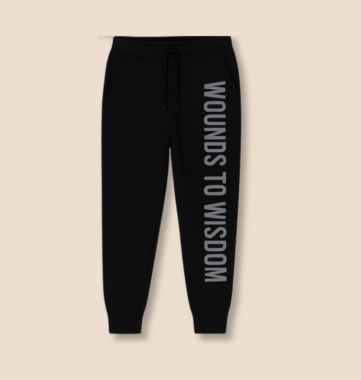 Inspirational Athletic Joggers - 'Wounds to Wisdom' Print, Workout Pants, Casual Loungewear, Gift for Fitness Lovers