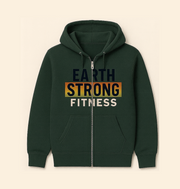 Earth Strong Fitness Hoodie - Men's Full-Zip, Activewear, Sports Jacket, Gym Gear, Eco-Friendly Apparel