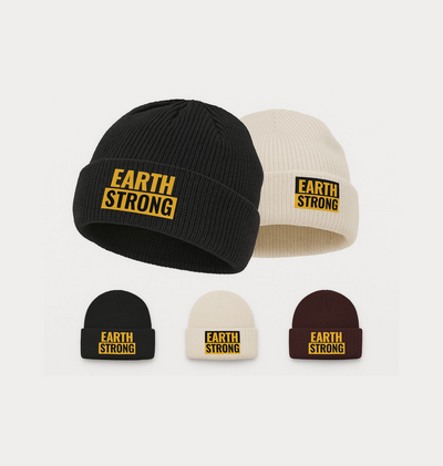 Earth Strong Embroidered Classic Cuffed Beanie, Winter Hat, Gift for Her, Warm Beanie, Cozy Accessory, Fashion Statement