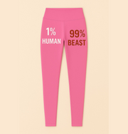 Fun & Fierce Women's Leggings - 1% Human 99% Beast, Casual Wear, Workout Gear, Fitness Fashion, Lounge Pants, Gift Idea