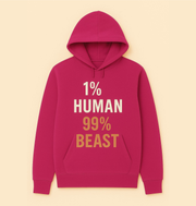 Bold Athletic Hoodie, 1% Human 99% Beast, Fitness Apparel, Workout Gear, Motivational Hoodie, Gym Outfit
