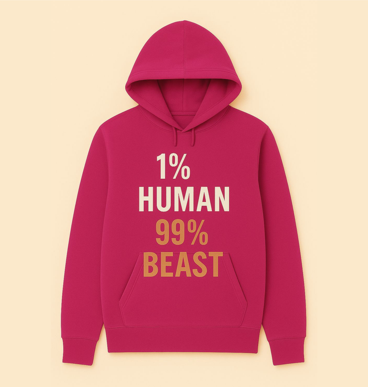 Bold Athletic Hoodie, 1% Human 99% Beast, Fitness Apparel, Workout Gear, Motivational Hoodie, Gym Outfit