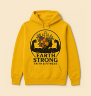 Earth Strong Athletic Hoodie - Faith & Fitness, Workout Hoodie, Gym Apparel, Activewear, Motivational Gear, Gift for Fitness Enthusiasts