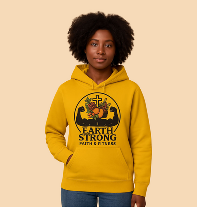 Earth Strong Athletic Hoodie - Faith & Fitness, Workout Hoodie, Gym Apparel, Activewear, Motivational Gear, Gift for Fitness Enthusiasts