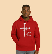 He Is Risen! Red Athletic Hoodie - Inspirational Workout Wear, Easter Gift, Faith-Based Apparel, Casual Hoodie, Religious Fitness Gear