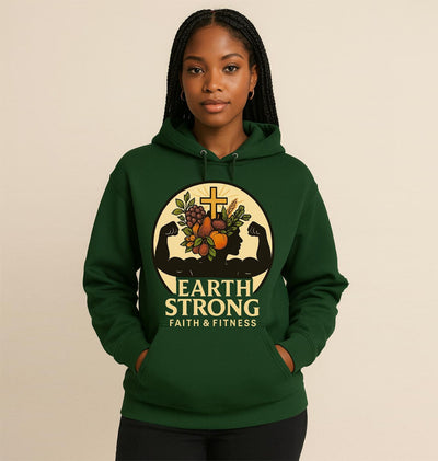 Earth Strong Athletic Hoodie - Empowering Activewear, Gym Sweatshirt, Nature Lover Gift, Fitness Apparel, Motivational Hoodie