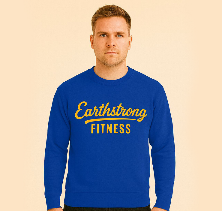 Earthstrong Fitness Men's Crewneck Sweatshirt, Casual Workout Apparel, Gift for Fitness Enthusiasts, Gym Wear, Everyday Comfort