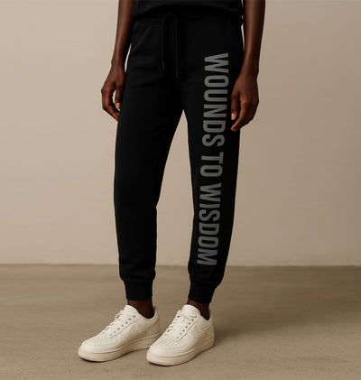Inspirational Athletic Joggers - 'Wounds to Wisdom' Print, Workout Pants, Casual Loungewear, Gift for Fitness Lovers