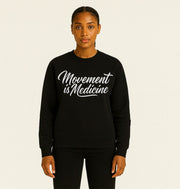 Movement is medicine Black Sweatshirt, Men's Crewneck Sweatshirt, Casual Workout Apparel, Gift for Fitness Enthusiasts, Gym Wear