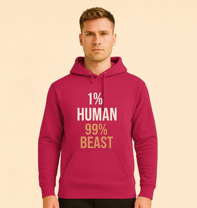 Bold Athletic Hoodie, 1% Human 99% Beast, Fitness Apparel, Workout Gear, Motivational Hoodie, Gym Outfit