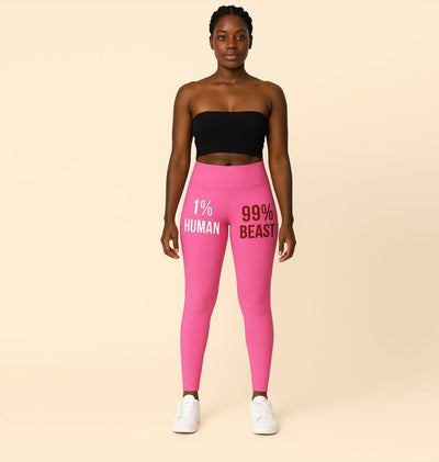 Fun & Fierce Women's Leggings - 1% Human 99% Beast, Casual Wear, Workout Gear, Fitness Fashion, Lounge Pants, Gift Idea