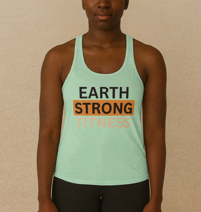 Women's Fitness Racerback Tank - Earth Strong Design, Workout Top, Yoga Apparel, Casual Wear, Gift for Her