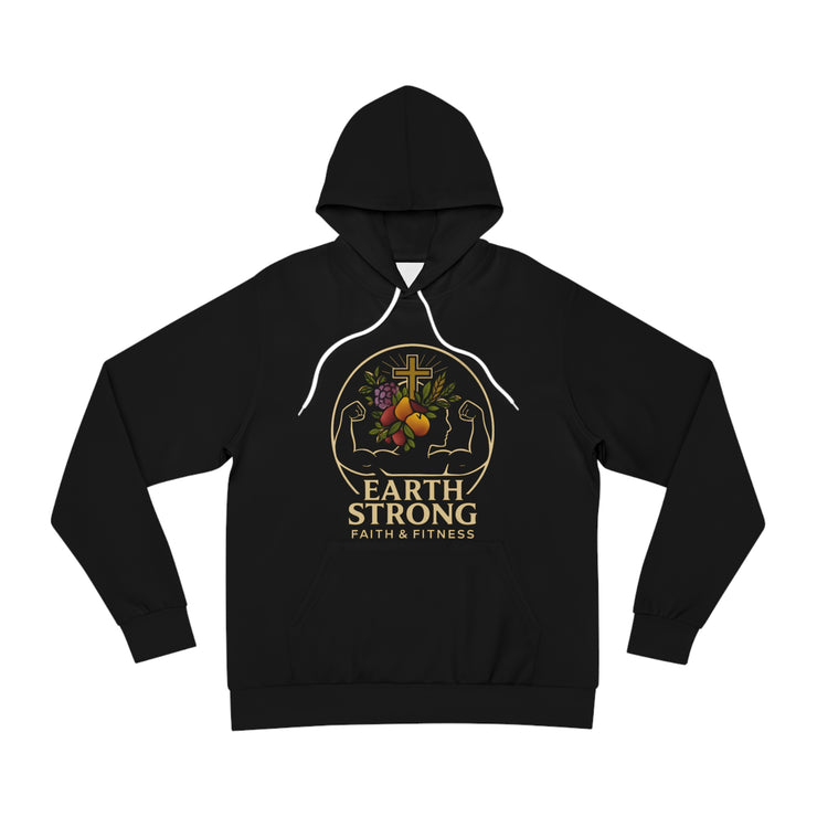 Faith & Fitness Hoodie, Earth Strong Motivational Apparel, AOP Sportswear, Inspirational Clothing, Modern Activewear