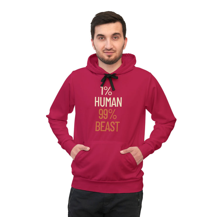 Bold Athletic Hoodie, 1% Human 99% Beast, Fitness Apparel, Workout Gear, Motivational Hoodie, Gym Outfit