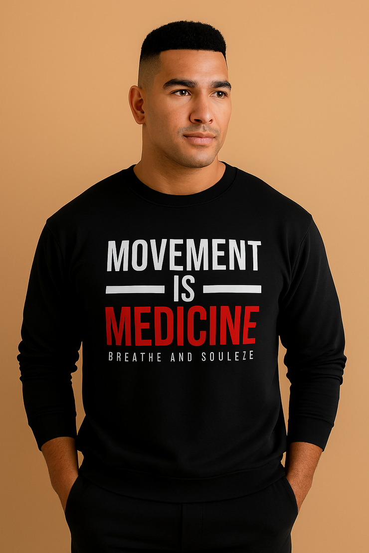 Movement is Medicine Eco-Friendly Sweatshirt, Unisex Crewneck, Fitness Apparel, Gift for Health Enthusiasts, Workout Clothing