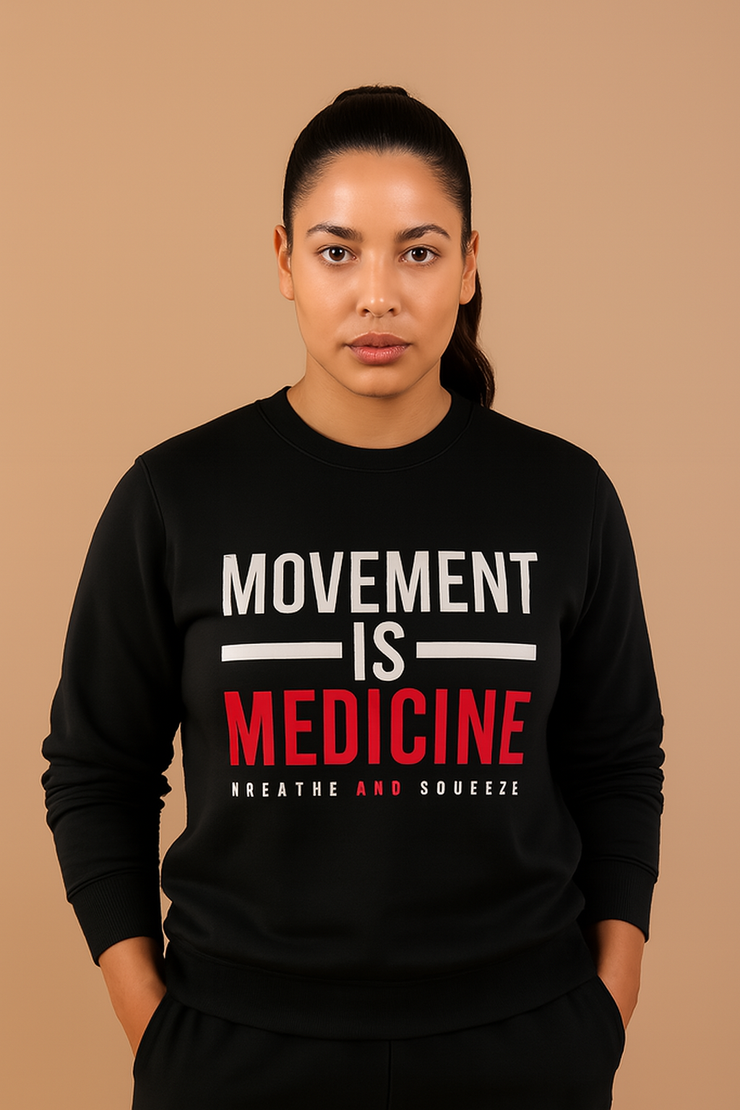 Movement is Medicine Eco-Friendly Sweatshirt, Unisex Crewneck, Fitness Apparel, Gift for Health Enthusiasts, Workout Clothing