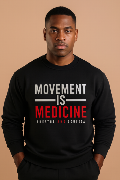 Movement is Medicine Eco-Friendly Sweatshirt, Unisex Crewneck, Fitness Apparel, Gift for Health Enthusiasts, Workout Clothing